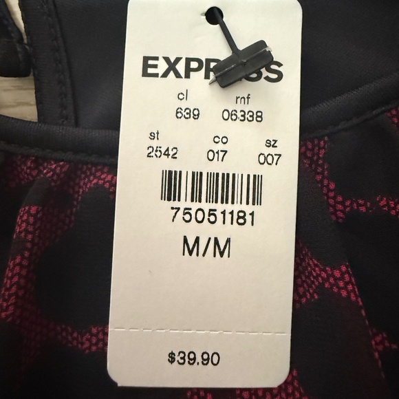 Express Halter Bubble-Hem Cami Red/Black Animal Print M - Picture 9 of 11